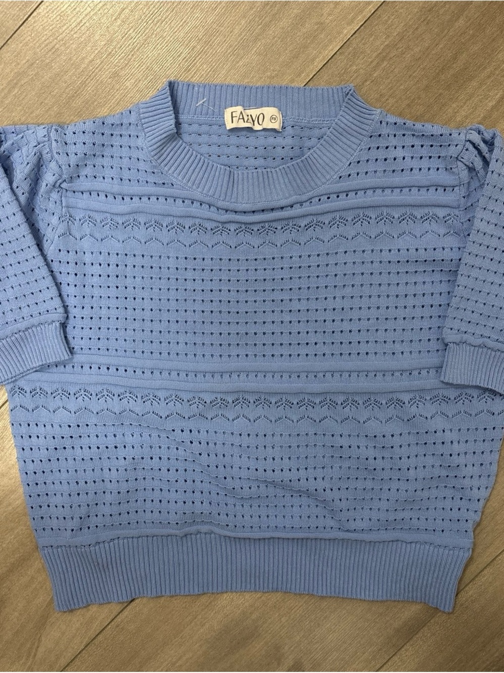 Fayzo Light Blue Knit Short Sleeve Sweater
